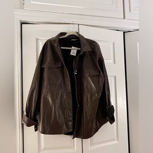 Brown Pleather shacket